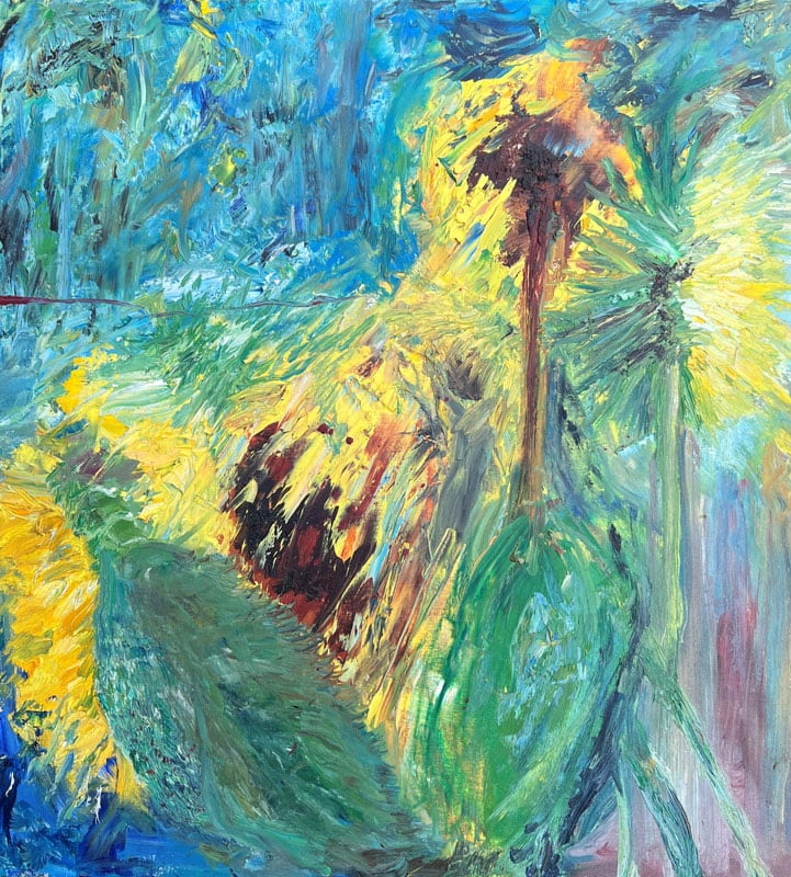 Abstract flower painting in homage to Vincent van Gogh